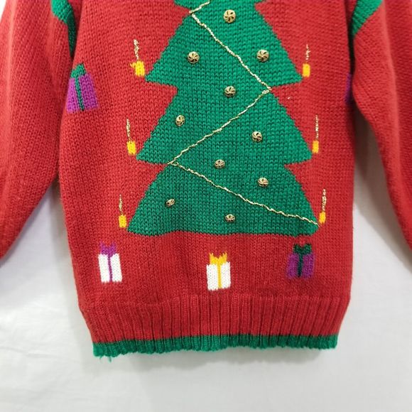 Vintage Design Zone Ugly Christmas Sweater Christmas Tree With Buttons Size Med - Picture 5 of 16